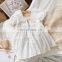 Children's skirt 2020 new foreign style net red solid color lace girls summer short-sleeved dress baby princess dress all-match