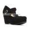 Black color ladies fancy high quality handmade design high wedges heel sandals shoes women boots