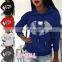 Wholesale custom ladies sweater casual comfortable autumn and winter long-sleeved printing hooded loose pullover jogging suit
