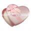Wholesale pink satin heart wedding chocolate gift box with bow-knot