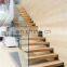 Modern Stair Floating Straight Stairs Interior Staircase with Wood Tread and Glass Railing