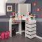 Wholesale Corner wooden furniture dressing table with Lights and Mirror