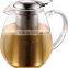 high quality glass teapot, newly design borosilicate glass teapot, heat-resisting glass teapot with SS filter