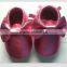2015 Wholesale new arrival hot pink newborn baby leather shoes for girls