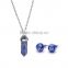 Big Promotion Black Agate Natural Stone Bullet Necklace Earrings Jewelry Set SMJ0166