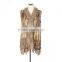QDMJ006 Lady Clothes Long Knit Rabbit Fur Vest With Raccoon Dog Fur Collar For Women Clothing