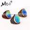 Oval Pattern Engraved Antique Silver Color Retro Style Color Changing Mood Emotion Feeling Ring for Women Mood Ring with Colors