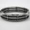 Fashion metal with silicone bracelet design mens stainless steel black cuff bangle