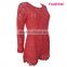 OEM Long Sleeve Short Red Lace Wedding Dress Patterns