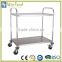 Fast food warmer trolley for hotel, 2 tier hospital food trolleys