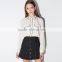 Womens Button Down Chiffon Blouse With Black Trim Long Sleeve Shirt OEM ODM Type Clothing Factory Manufacturer From Guangzhou