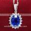 European style jewelry blue gemstone pendant 925 silver floating necklace for wedding