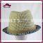 Unisex Jazz Straw and Cloth Joint Short Brim Trilby Fedora Hat