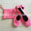 Foldable Bowed Ballet Flats w/ Expandable Tote Bag for Carrying Heels