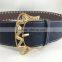 cheap price wide PU leather crown shape buckle belt for women