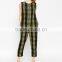 2016 New Arrival Check Patterns Zipper One Piece Rompers Jumpsuits With Long Pants for Women