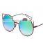 Metal cat's eye round box retro sunglasses