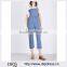 Wholasale Women Apparel Fashionable Latest Design Square Neck Sleeveless Denim Jumpsuit(DQE0107J)