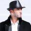 Gentleman Fashion Leather Bucket/fedora Cap/ Hat in Black