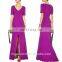 latest fashion purple evening dress front slit purple crepe evening gown, evening dress  china