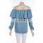 Wholesale China Supplier OEM Service Lady Denim Off The Shoulder Top