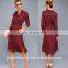 2017 new design slim fit long sleeve midi shirt dress