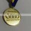 irregular hexagon shape gold medal with sparkle texture background as running medal