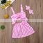 Toddler Infant Baby Girls Clothes Sets Summer 2pcs Pink Stripe Crop Tops Short Skirts Outfits