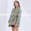 TWOTWINSTYLE Winter Women Coat V Neck Long Sleeve High Waist With Belt Cotton Parkas Casual Loose