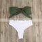 High Waist Strapless Bikini Set Woman Sexy Basic Front Chest Tie Push Up Swimsuit Tight G String Beach Mermaid Swimsuit