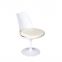 Eero Saarinen white reinforce fiberglass upholstered tulip dining chair