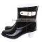 Fashion design girls high heel PVC half rain boots with side buckle
