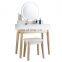 Makeup Table and Cushioned Stool Set for Women Girls