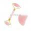 100% Natural Jade Stone Rose Quartz Face Massage Roller Kit For Women Gua Sha Set