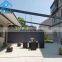 Motorized full cassette outdoor sunshade cover aluminium PVC fabric retractable folding side awning