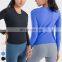 Custom Breathable Quick Dry Running Clothing High Elastic Sports Tshirt Gym Fitness Top Women Ribbed Long Sleeve Yoga T Shirt