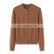 Wholesale Classic 100% Cashmere Women's Sweater High Quality round Neck Knitted Casual Style Button Decoration Front Logo Winter
