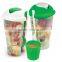 Factory Supply Promotion Gifts 3 In 1 Fresh Friut Vegetable Food Grade Plastic Shaker salad Cup With Fork