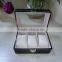 luxury black leather shadow window lid watch box gift box lint lock front black jewelry leather box