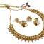Indian Gold Plated Designer Topaz Colour Necklace Set