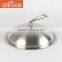 Three-layer bonded Stainless Steel cookware line pairs classic style frying pan with modern practicality riveted SS handle