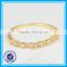 Brief style fancy women golden ring cz crystal 14k thin gold ring