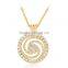 Trendy Hollow Out Long Chain Necklace Wind Pattern Round Gold Plated Rhinestone Pendant Necklace for Women Jewelry Gifts