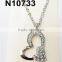 fashion austria crystal interlocking sideways heart necklace