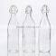 1 L Transparent Classic Clip Glass Water Bottle