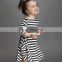 2016 Spring Latest Designs Cross Stripe Cotton Sleeves Mommy and Me Dresses