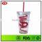 Eco Customized 16 ounce Double wall reusable tumbler plastic with straw