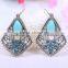 Rhombus Shape With Semi-precious Stone Ladies Earrings Designs Pictures