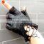 Women Black Lace Gloves Half Finger Soft Genuine Sheepskin Leather Gloves Ladies Dance Costume Sexy driving Gloves