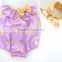 Hot Selling Baby Cute Romper, Polka Gold Dot And Floral Decoration Seaside Bella Romper With Headband,Jumpsuit For Baby Kids